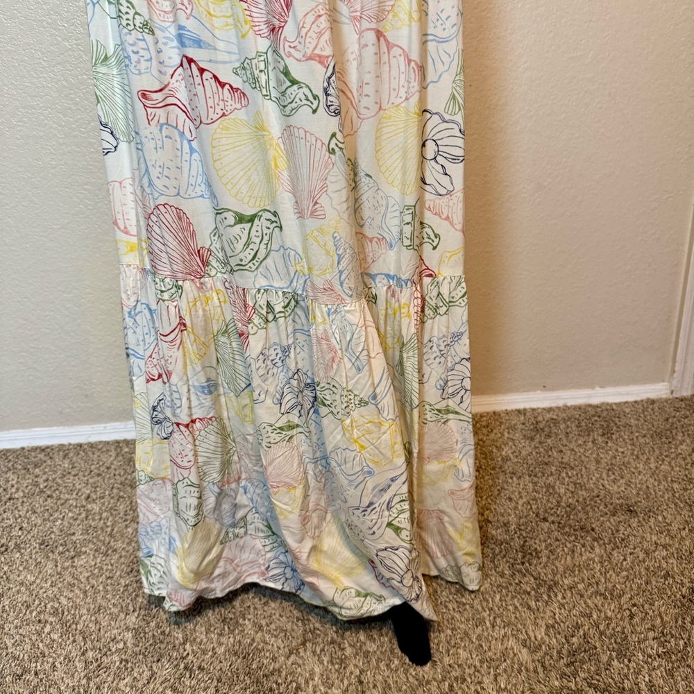 Eloquii Seashell Tiered Flowy Maxi Dress White Size 18 - Picture 5 of 16